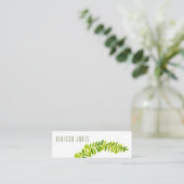 VIBRANT GREEN WATERVERF FERN FOLIAGE ADRES MINI VISITEKAARTJE (Staand voorkant)