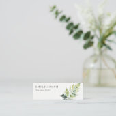 VIBRANT GREEN WATERVERF FERN FOLIAGE ADRES MINI VISITEKAARTJE (Staand voorkant)