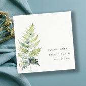 VIBRANT GREEN WATERVERF FERN FOLIAGE MONOGRAM SERVET
