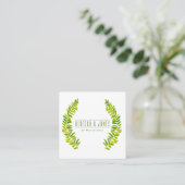 VIBRANT GREEN WATERVERF FERN FOLIAGE Weddenschap Vierkante Visitekaartje (Staand voorkant)