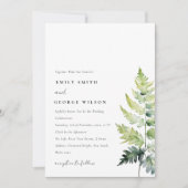 VIBRANT GREEN WATERVERF FERN FOLIAGE WEDDING KAART (Voorkant)