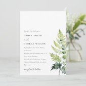 VIBRANT GREEN WATERVERF FERN FOLIAGE WEDDING KAART (Staand voorkant)