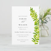 VIBRANT GREEN WATERVERF FERN FOLIAGE WEDDING KAART (Staand voorkant)