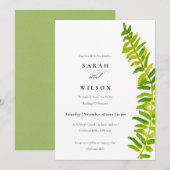 VIBRANT GREEN WATERVERF FERN FOLIAGE WEDDING KAART (Voorkant / Achterkant)