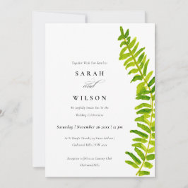 VIBRANT GREEN WATERVERF FERN FOLIAGE WEDDING KAART