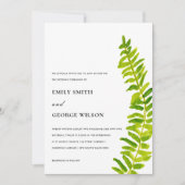VIBRANT GREEN WATERVERF FERN FOLIAGE WEDDING KAART (Voorkant)