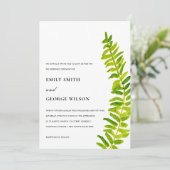VIBRANT GREEN WATERVERF FERN FOLIAGE WEDDING KAART (Staand voorkant)