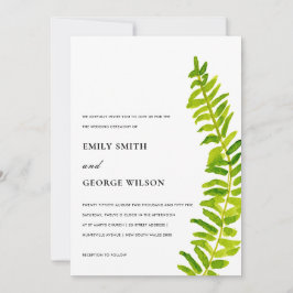 VIBRANT GREEN WATERVERF FERN FOLIAGE WEDDING KAART