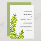 VIBRANT GREEN WATERVERF FERN FOLIAGE WEDDING KAART (Voorkant / Achterkant)