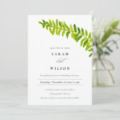 VIBRANT GREEN WATERVERF FERN FOLIAGE WEDDING KAART (Staand voorkant)
