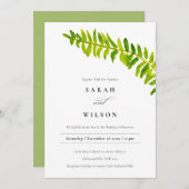VIBRANT GREEN WATERVERF FERN FOLIAGE WEDDING KAART (Voorkant / Achterkant)