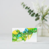 Vibrant green Yellow Jewel Moderne Abstracte inkt Visitekaartje (Staand voorkant)