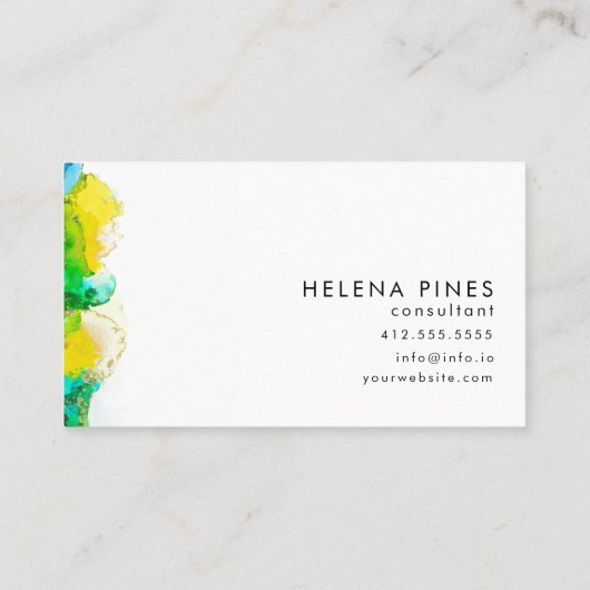 Vibrant green Yellow Jewel Moderne Abstracte inkt Visitekaartje (Achterkant)