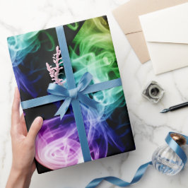 Vibrant Groen Blauw Paars Abstract Rookpatroon Cadeaupapier