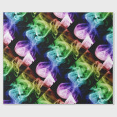 Vibrant Groen Blauw Paars Abstract Rookpatroon Cadeaupapier (Vlak)