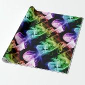 Vibrant Groen Blauw Paars Abstract Rookpatroon Cadeaupapier (Uitgerold)