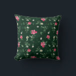 Vibrant Groen en roze florale waterverf patroon Kussen<br><div class="desc">Vibrant Groen en roze florale waterverf patroon middelgrote schaal</div>