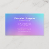 Vibrant Groen Paars Abstract Gradiënt Glam Busine Visitekaartje (Achterkant)