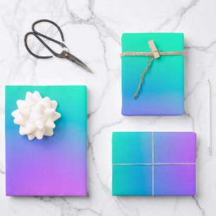 Vibrant Groen Paars Abstract Unicorn Gradiënt Inpakpapier Vel