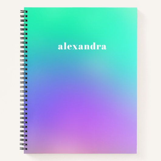 Vibrant Groen Paars Abstract Unicorn Gradiënt Notitieboek (Voorkant)