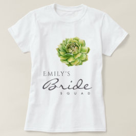 VIBRANT GROEN WATERVERF SUCCULENT BRIDE SQUAD T-SHIRT