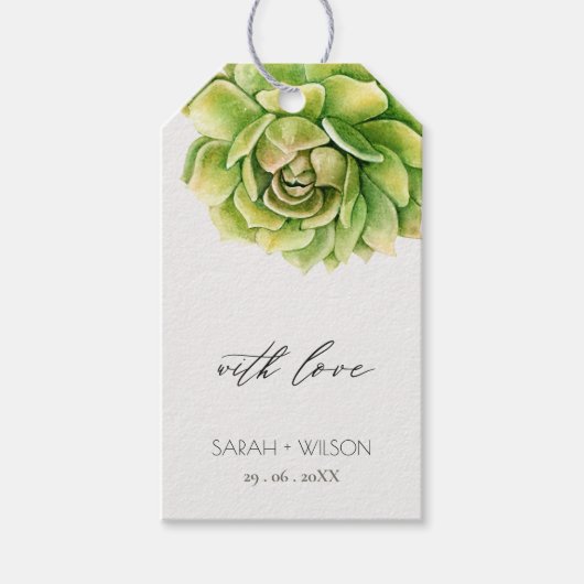 VIBRANT GROEN WATERVERF SUCCULENT PERSONALIZED CADEAULABEL (Voorkant)