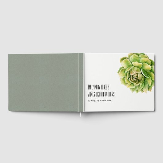 VIBRANT GROEN WATERVERF SUCCULENT PERSONALIZED GASTENBOEK (Volledig)