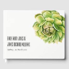 VIBRANT GROEN WATERVERF SUCCULENT PERSONALIZED GASTENBOEK