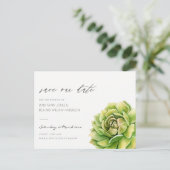 VIBRANT GROEN WATERVERF SUCCULT BEWAAKT DE DATUM AANKONDIGINGSKAART (Staand voorkant)