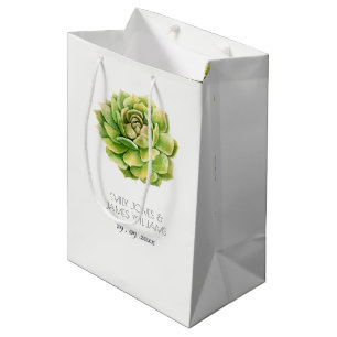 VIBRANT GROEN WATERVERF SUCCULT WEDING MEDIUM CADEAUZAKJE