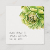 VIBRANT GROEN WATERVERF SUCCULT WEDING VIERKANTE VISITEKAARTJE (Voorkant)