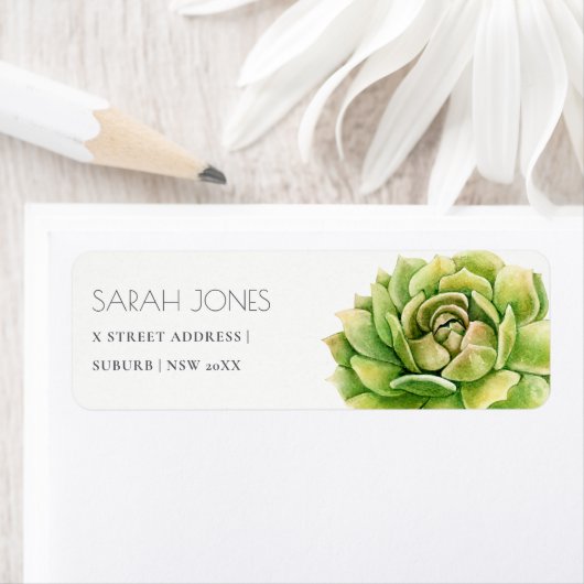 VIBRANT GROEN WATERVERF SUCCULTUUR ADRES ETIKET (Insitu)
