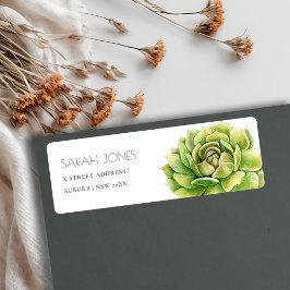 VIBRANT GROEN WATERVERF SUCCULTUUR ADRES ETIKET