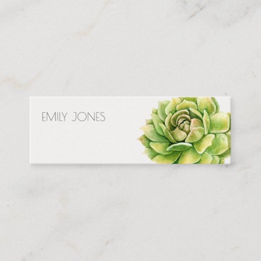 VIBRANT GROEN WATERVERF SUCCULTUUR ADRES MINI VISITEKAARTJE (Voorkant)