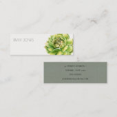 VIBRANT GROEN WATERVERF SUCCULTUUR ADRES MINI VISITEKAARTJE (Voorkant / Achterkant)