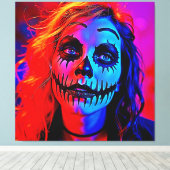 Vibrant Halloween Makeup Art Canvas Afdruk (Insitu (Houten vloer))