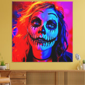 Vibrant Halloween Makeup Art Canvas Afdruk (Insitu (Woonkamer))
