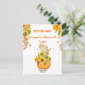 Vibrant Halloween Pumpkin Waterverf Sunflower (Staand voorkant)