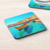 Vibrant Harbour: mediterrane gelukzaligheid Bier Onderzetter (Linkerzijde)