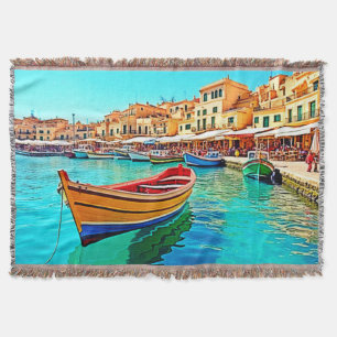 Vibrant Harbour: mediterrane gelukzaligheid Deken