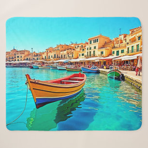 Vibrant Harbour: mediterrane gelukzaligheid Sherpa Deken