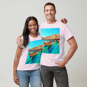 Vibrant Harbour: mediterrane gelukzaligheid T-shirt