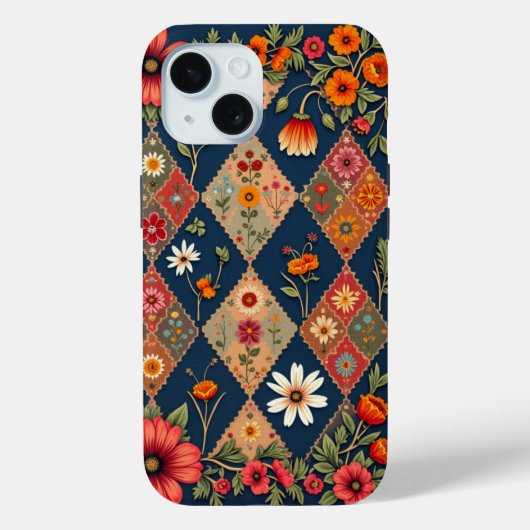 Vibrant Harmony: Geometrische Bloemen Telefoon Cas Case-Mate iPhone Case (Achterkant)