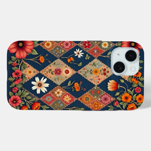 Vibrant Harmony: Geometrische Bloemen Telefoon Cas Case-Mate iPhone Case (Achterkant (horizontaal))