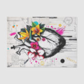 Vibrant Hart & Tropische Bloemen Decoupage | stout Tissuepapier (Voorkant)