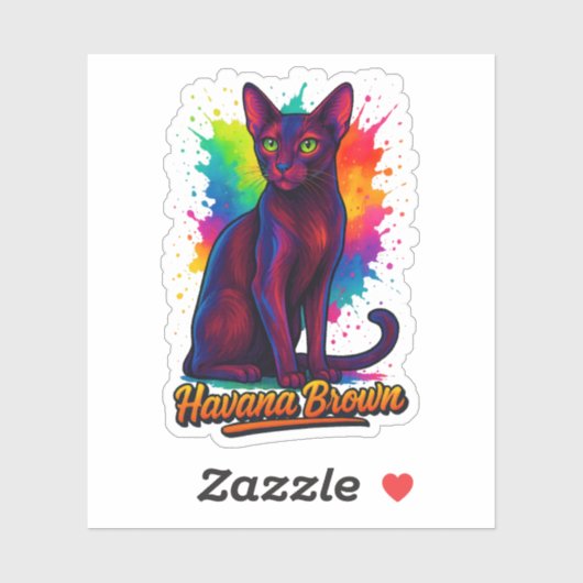 Vibrant Havana Brown Cat Pop Art – Colorful Modern Sticker (Vel)