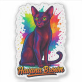Vibrant Havana Brown Cat Pop Art – Colorful Modern Sticker (Voorkant)