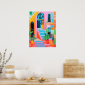 Vibrant Haven: een grillig onderkomen Poster (Keuken)