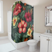 Vibrant Hawaiian Hibiscus Tropical Flowers Douchegordijn (In situ)