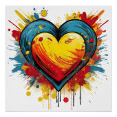Vibrant Heart Explosion - Leuke Pop Art Design Perfect Poster (Voorkant)